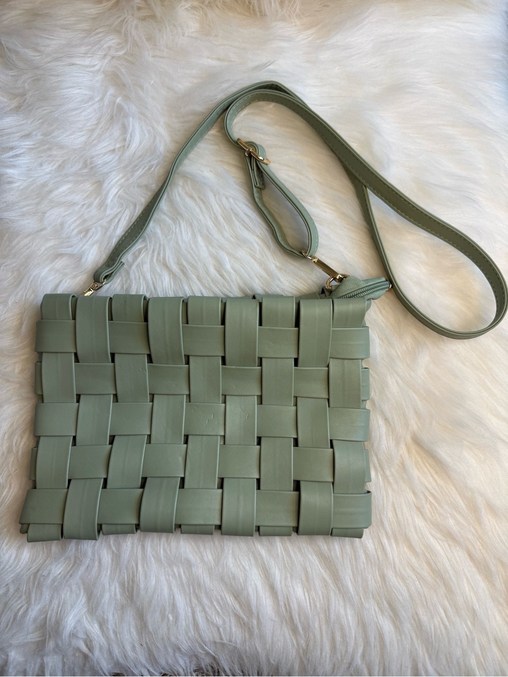 Anthropologie Mint Green Woven Crossbody Bag
